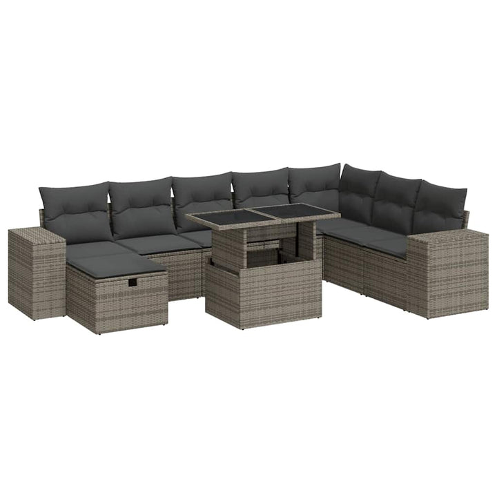 sofasæt til haven 9 dele med hynder polyrattan grå