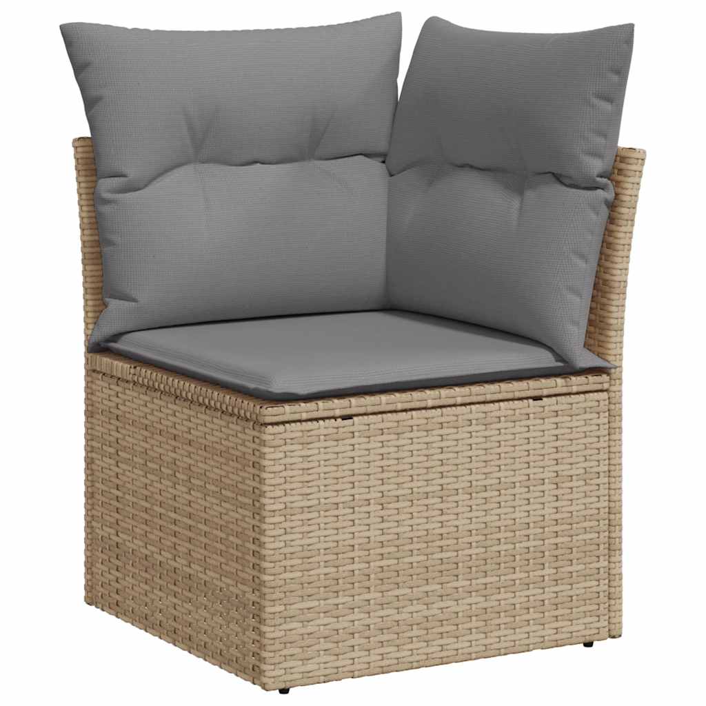 sofasæt til haven 6 dele med hynder polyrattan akacietræ beige