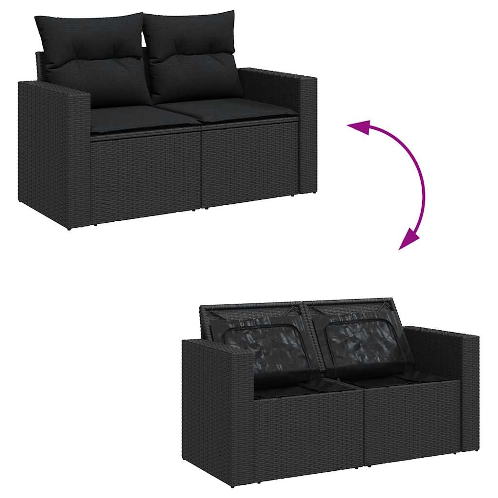 sofasæt til haven 8 dele med hynder polyrattan akacietræ sort
