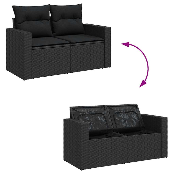 sofasæt til haven 8 dele med hynder polyrattan akacietræ sort