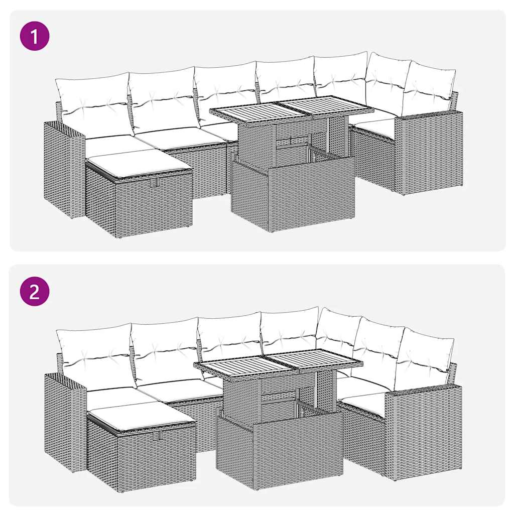 sofasæt til haven 5 dele med hynder polyrattan og akacie beige