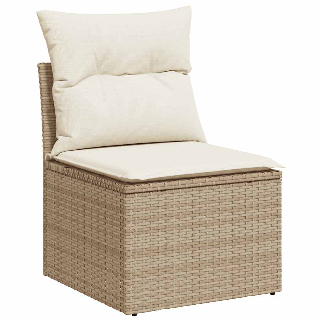 sofasæt til haven 9 dele med hynder polyrattan akacietræ beige