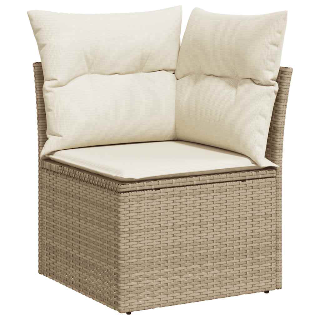 sofasæt til haven 9 dele med hynder polyrattan akacietræ beige