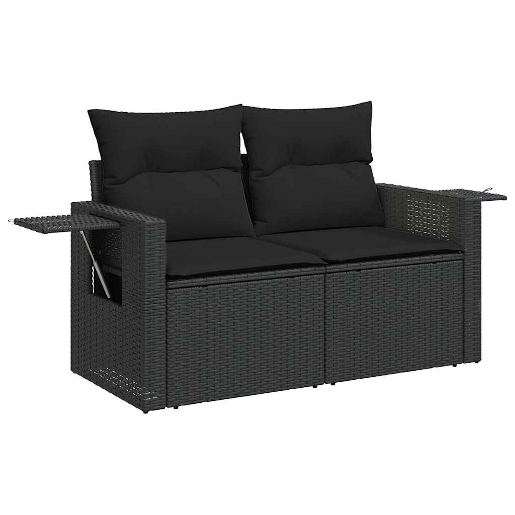 sofasæt til haven 8 dele med hynder polyrattan akacietræ sort
