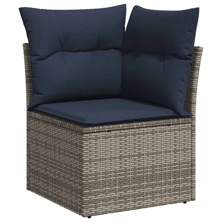 sofasæt til haven 7 dele med hynder polyrattan akacietræ sort