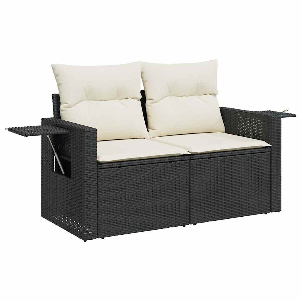 sofasæt til haven 9 dele med hynder polyrattan akacietræ sort
