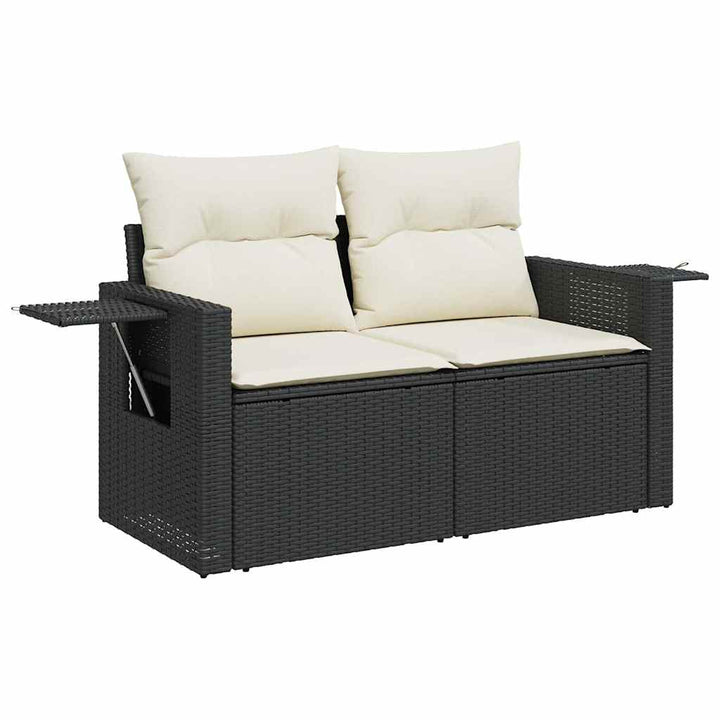 sofasæt til haven 9 dele med hynder polyrattan akacietræ sort