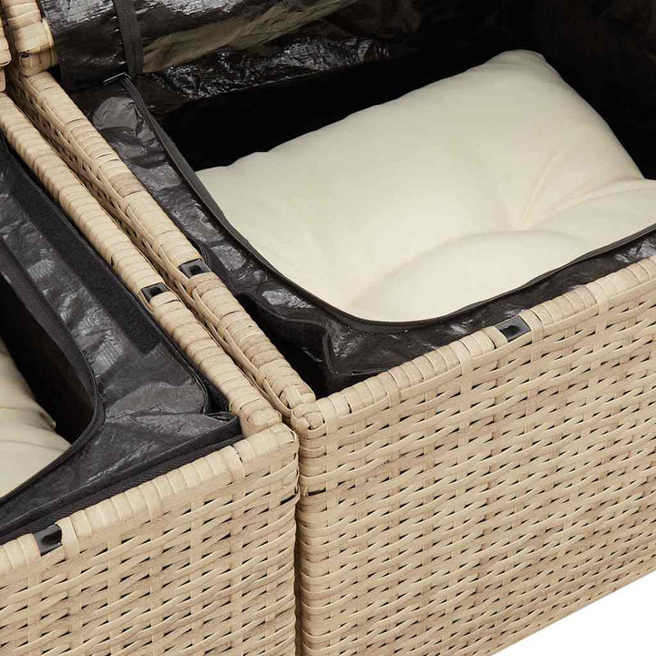 sofasæt til haven 9 dele med hynder polyrattan akacietræ beige