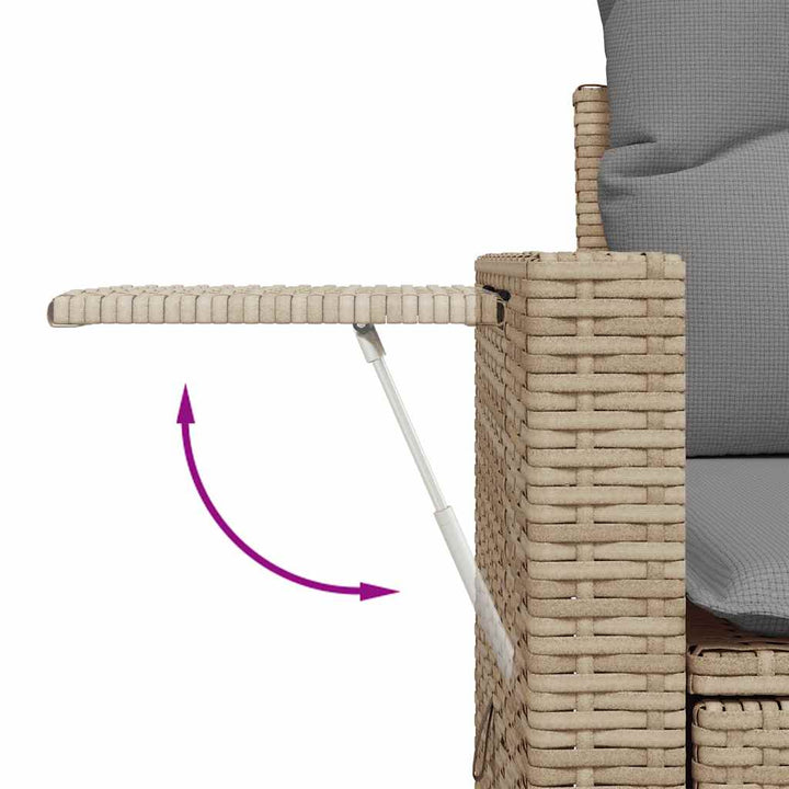 sofasæt til haven 6 dele med hynder polyrattan akacietræ beige