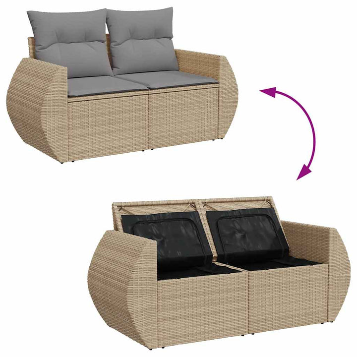 sofasæt til haven 5 dele med hynder polyrattan og akacie beige