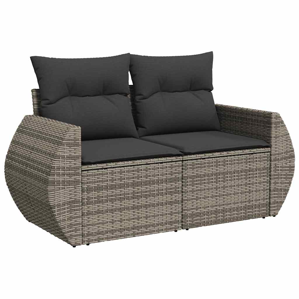 sofasæt 5 dele med hynder polyrattan akacietræ grå