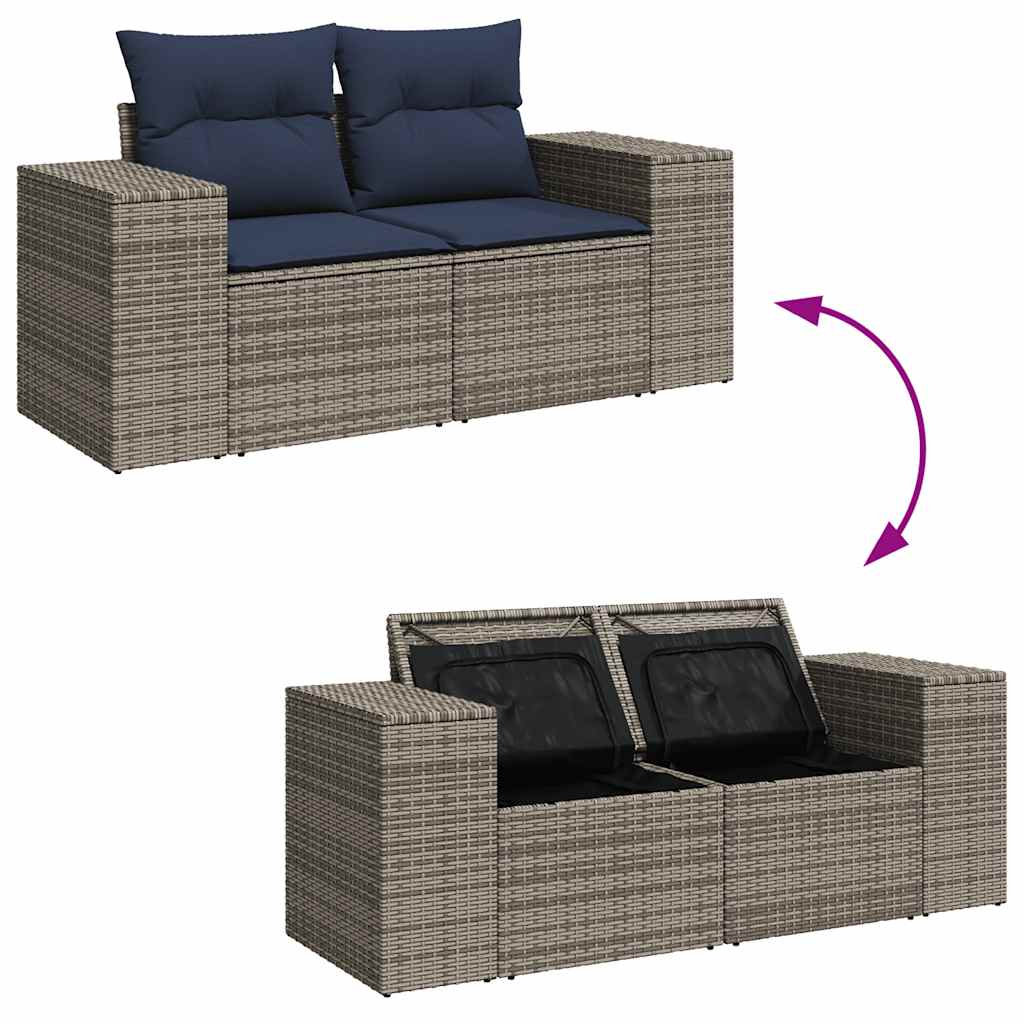 sofasæt til haven 8 dele med hynder polyrattan akacietræ brun