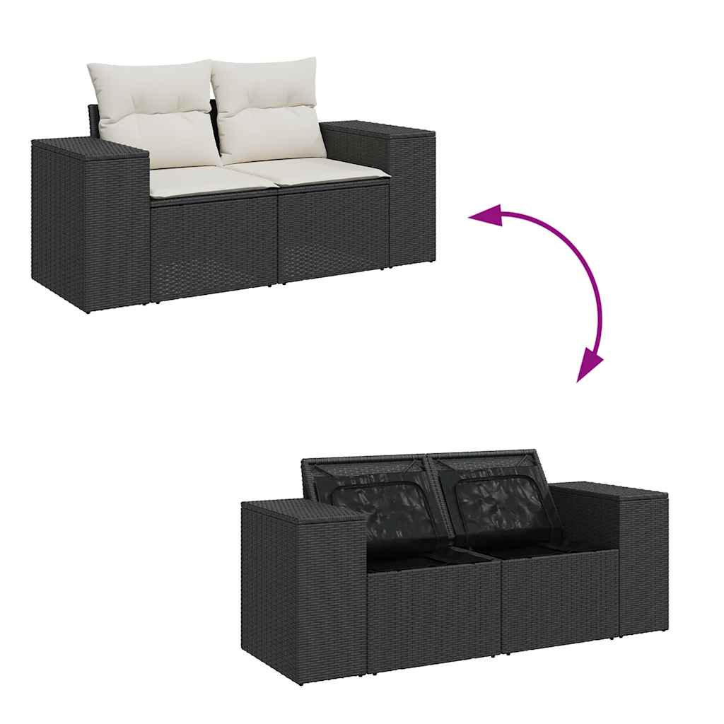 sofasæt til haven 9 dele med hynder polyrattan akacietræ sort
