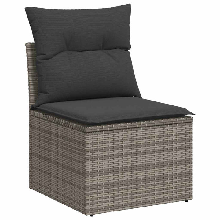 sofasæt til haven 9 dele med hynder polyrattan akacietræ grå