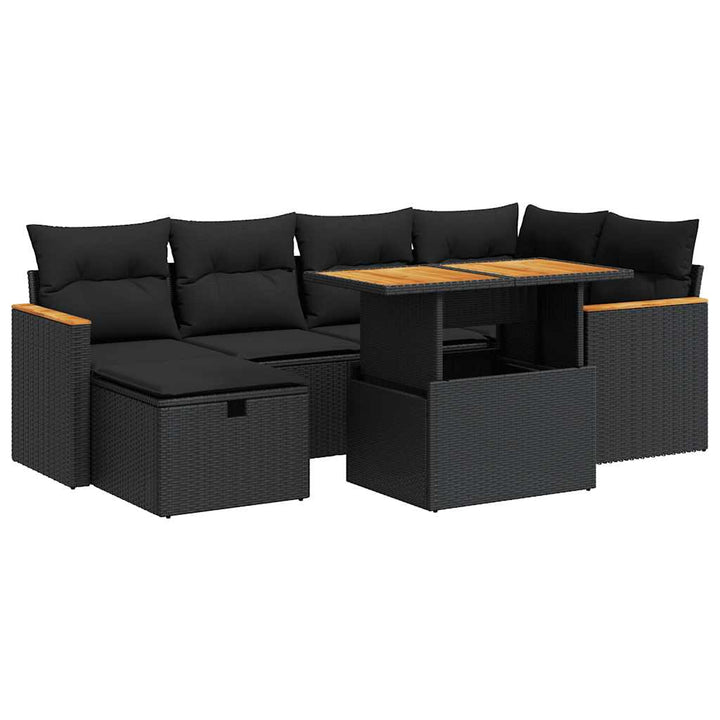 sofasæt til haven 8 dele med hynder polyrattan sort