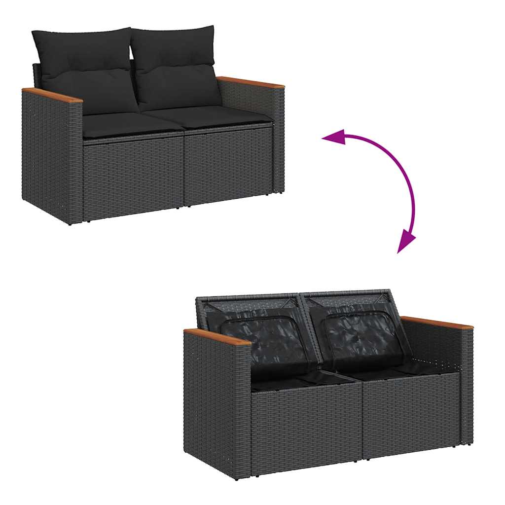 sofasæt til haven 8 dele med hynder polyrattan sort