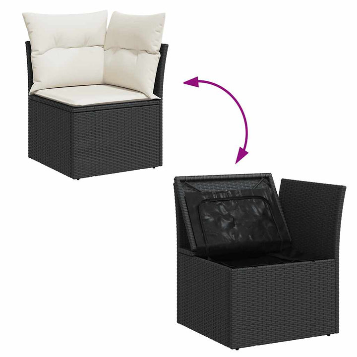 sofasæt til haven 8 dele med hynder polyrattan sort