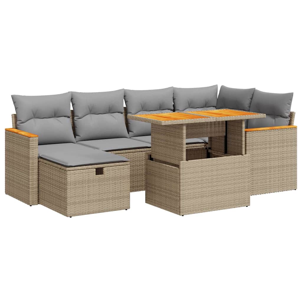 sofasæt til haven 8 dele med hynder polyrattan beige