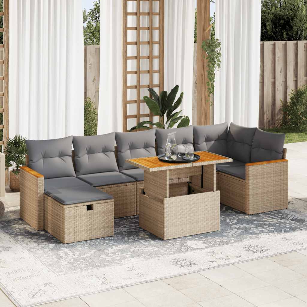 sofasæt til haven 5 dele med hynder polyrattan beige
