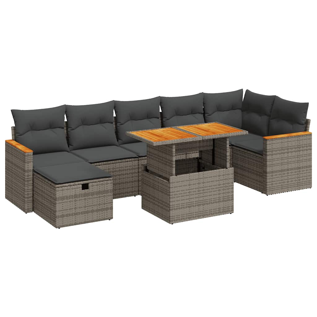 sofasæt 5 dele med hynder polyrattan grå