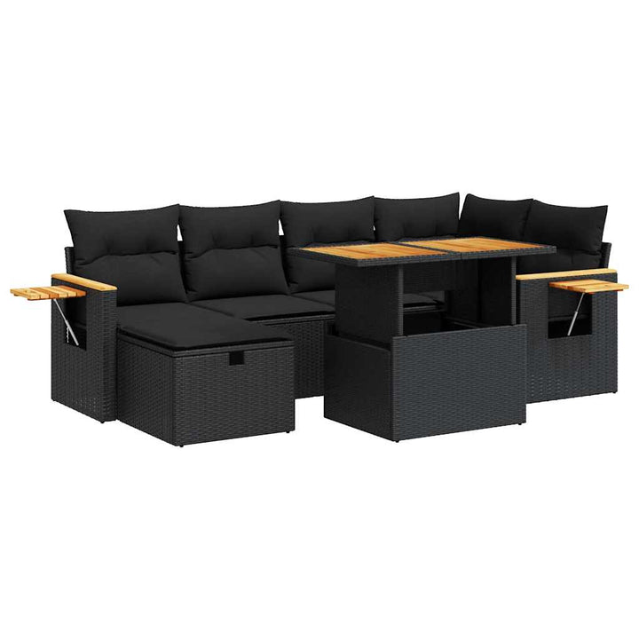 sofasæt til haven 8 dele med hynder polyrattan sort