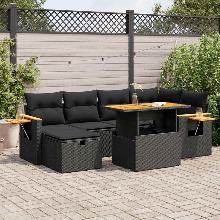 sofasæt til haven 8 dele med hynder polyrattan sort