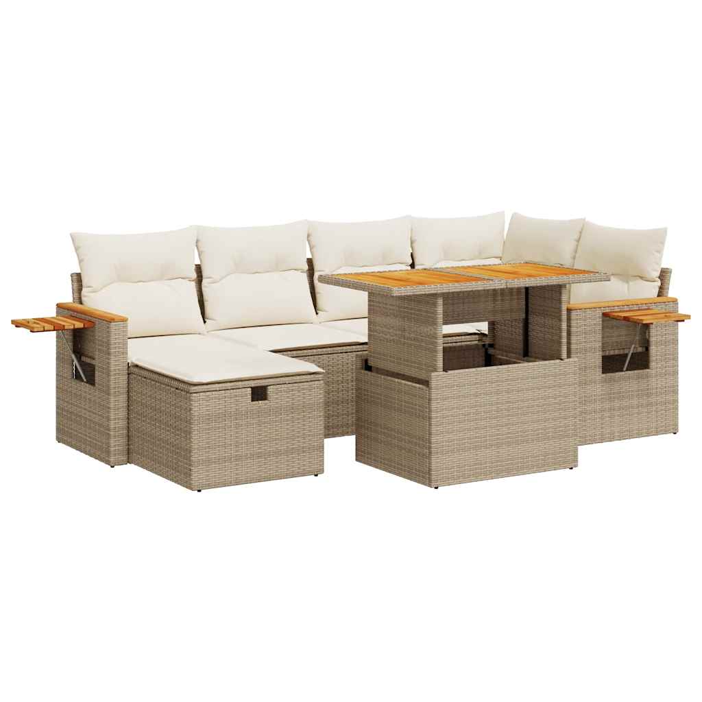 sofasæt til haven 8 dele med hynder polyrattan beige