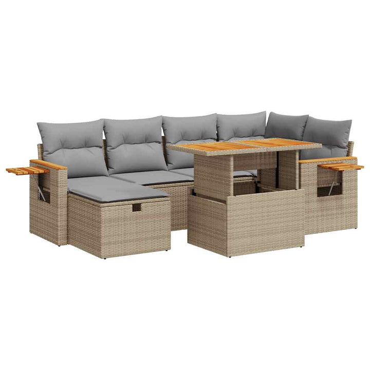 sofasæt til haven 8 dele med hynder polyrattan beige
