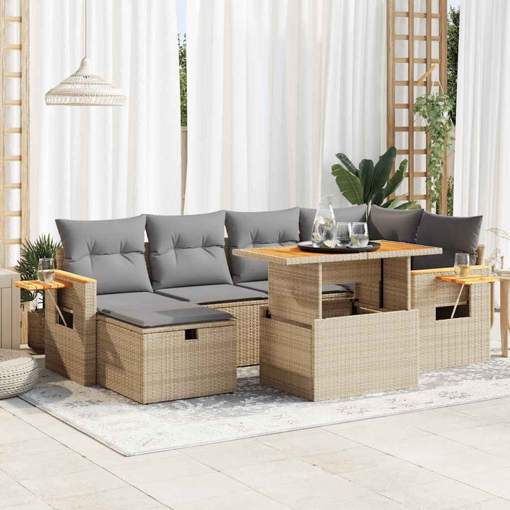 sofasæt til haven 8 dele med hynder polyrattan beige