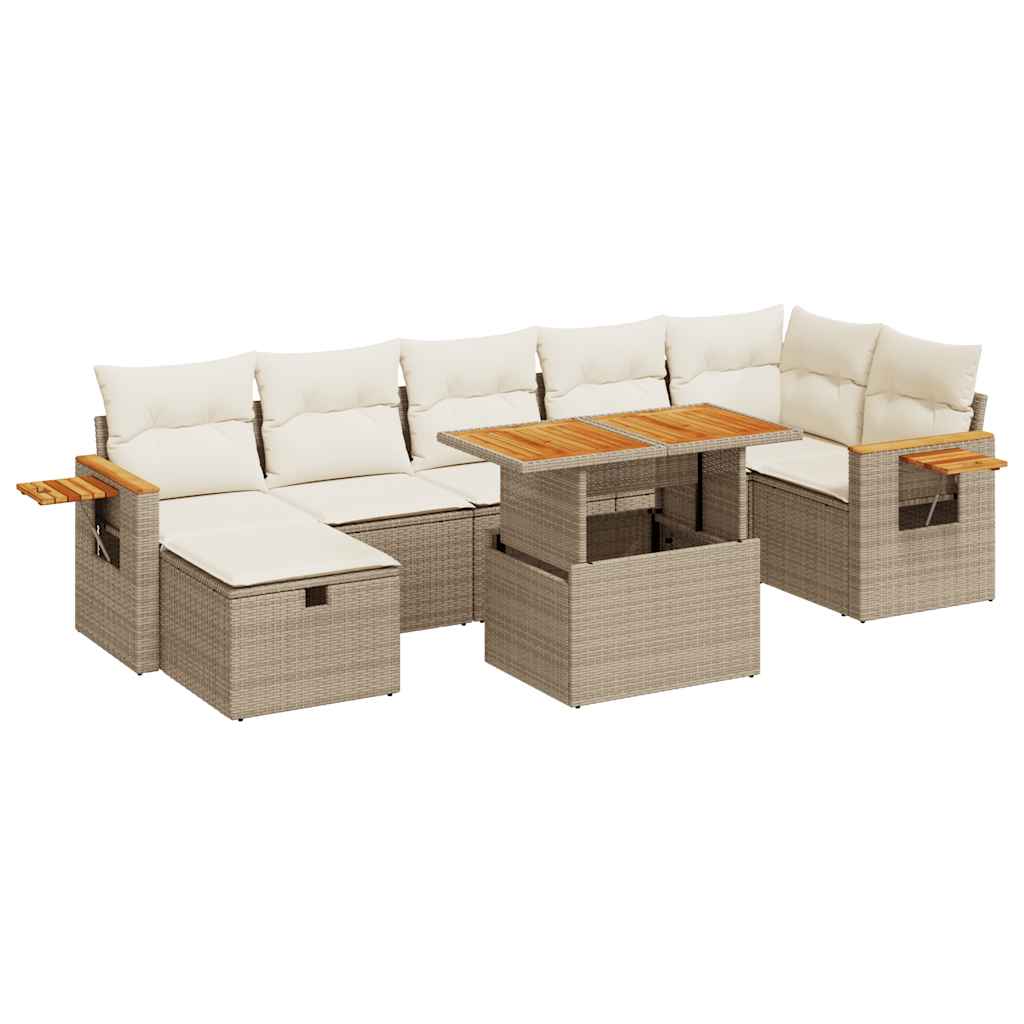 sofasæt til haven 5 dele med hynder polyrattan beige