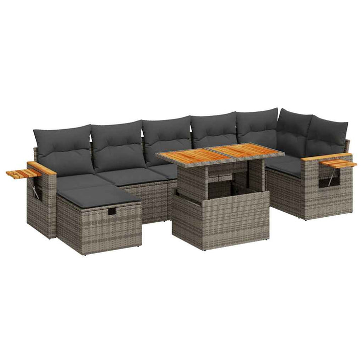 sofasæt 5 dele med hynder polyrattan grå
