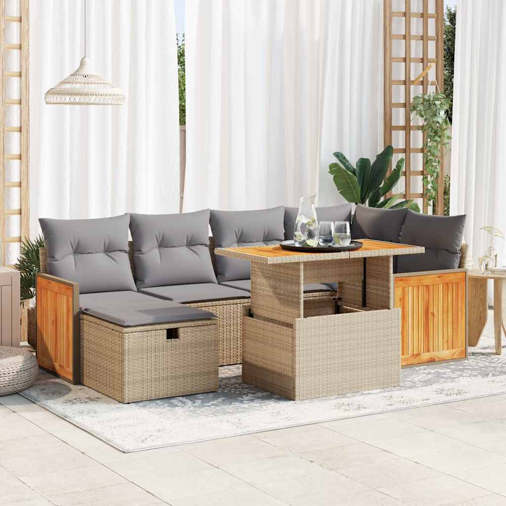 sofasæt til haven 8 dele med hynder polyrattan beige