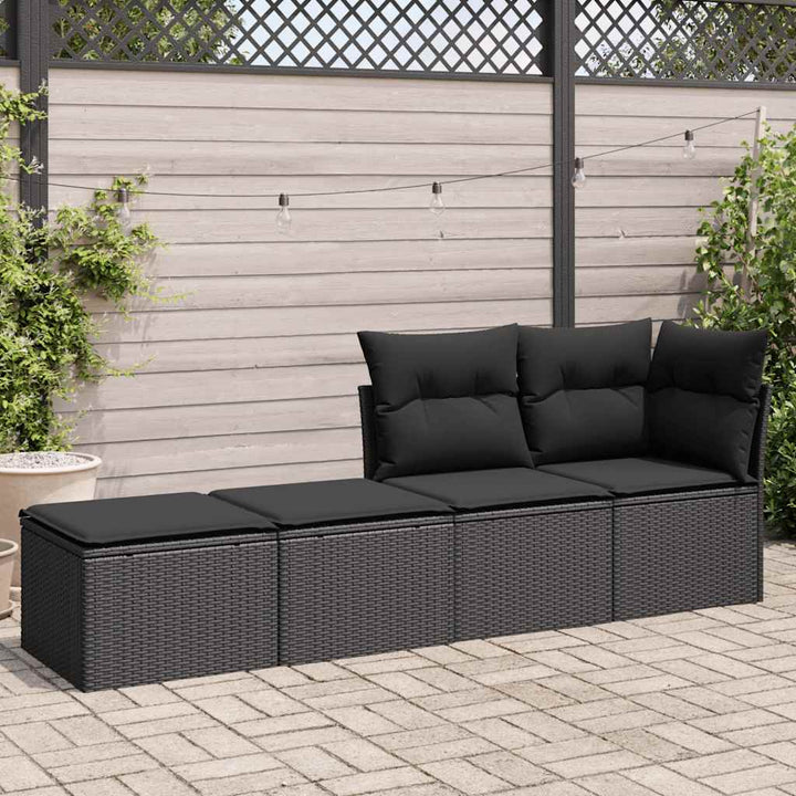 sofasæt til haven 2 dele med hynder polyrattan akacietræ sort