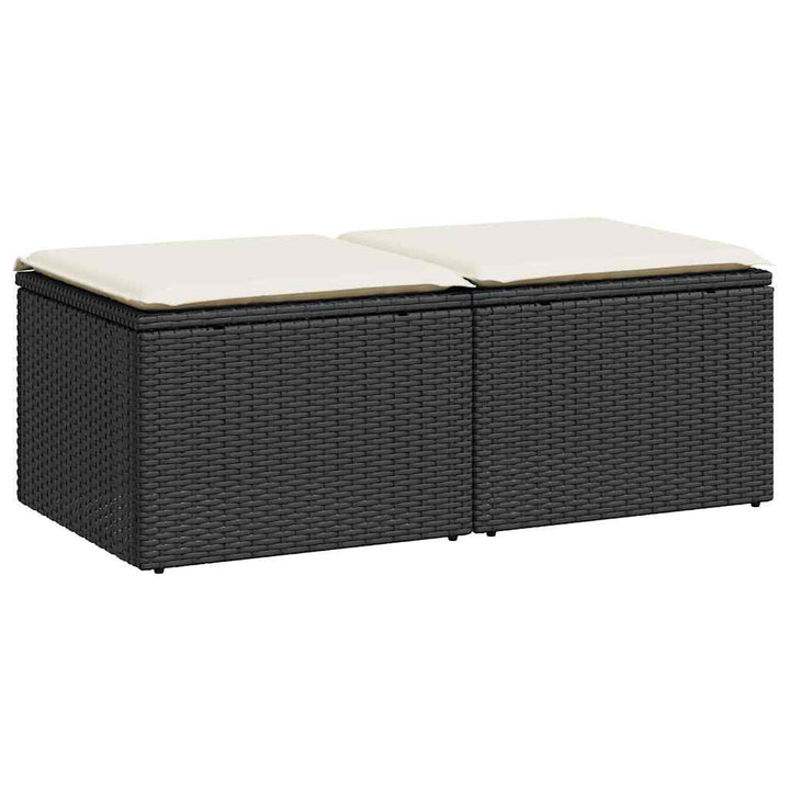 sofasæt til haven 2 dele med hynder polyrattan akacietræ sort