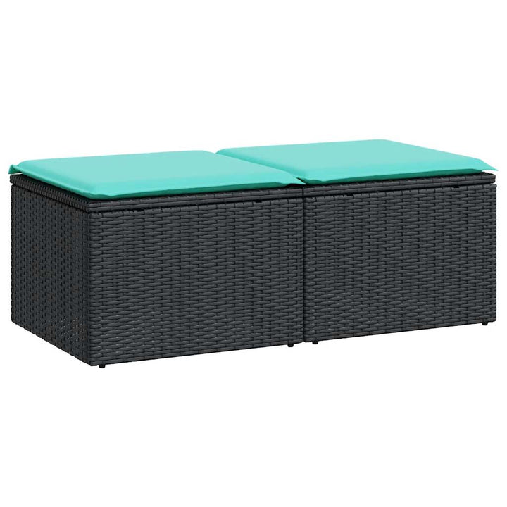 sofasæt til haven 2 dele med hynder polyrattan akacietræ sort