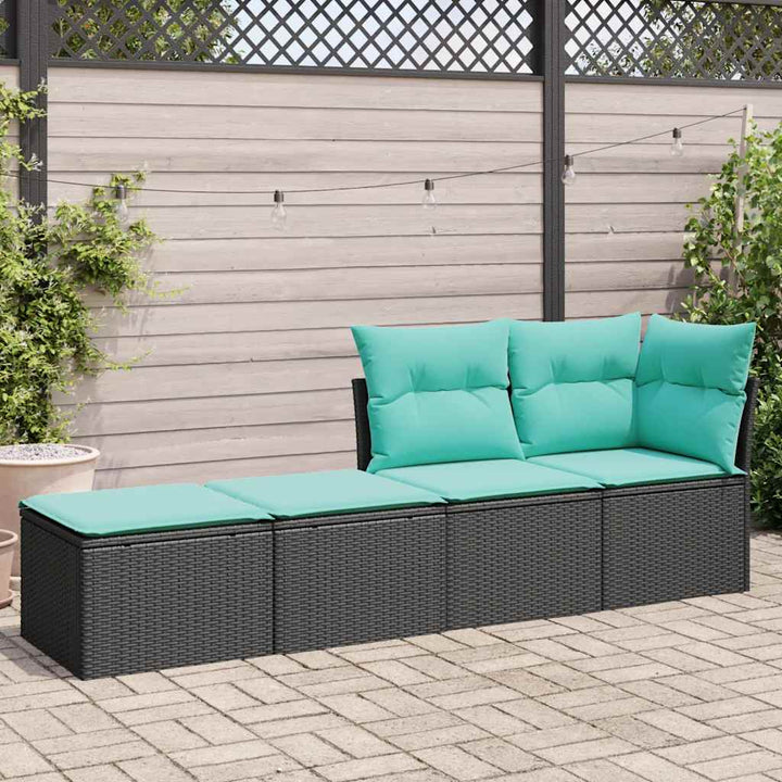 sofasæt til haven 2 dele med hynder polyrattan akacietræ sort