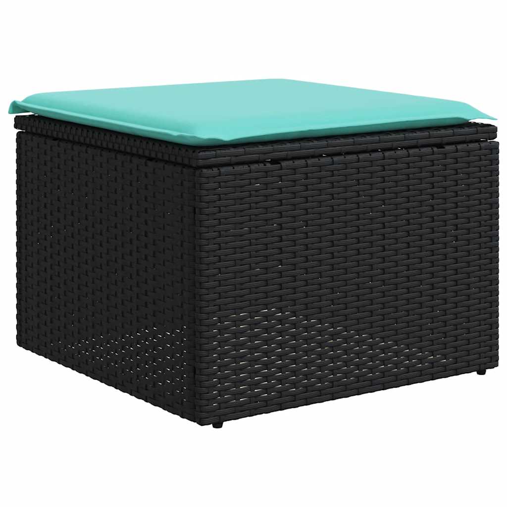 sofasæt til haven 2 dele med hynder polyrattan akacietræ sort