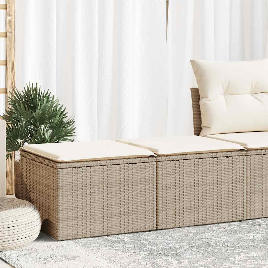 sofasæt til haven 2 dele med hynder polyrattan akacietræ beige