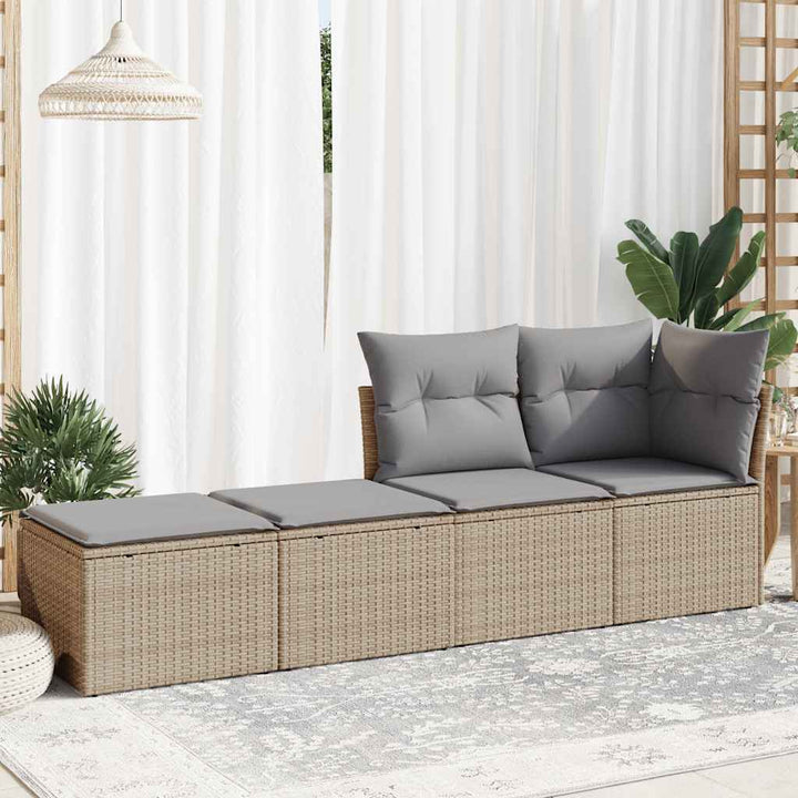 sofasæt til haven 2 dele med hynder polyrattan akacietræ beige