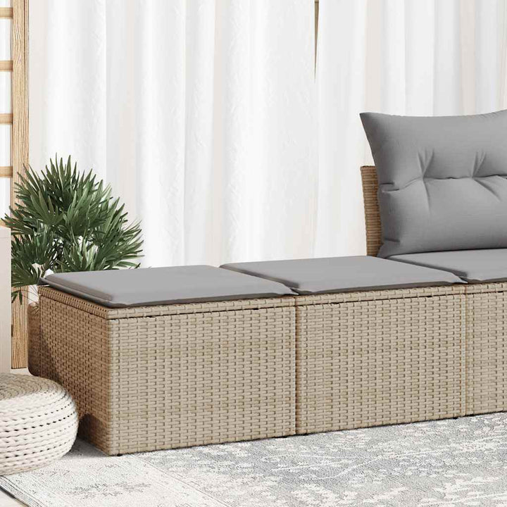 sofasæt til haven 2 dele med hynder polyrattan akacietræ beige