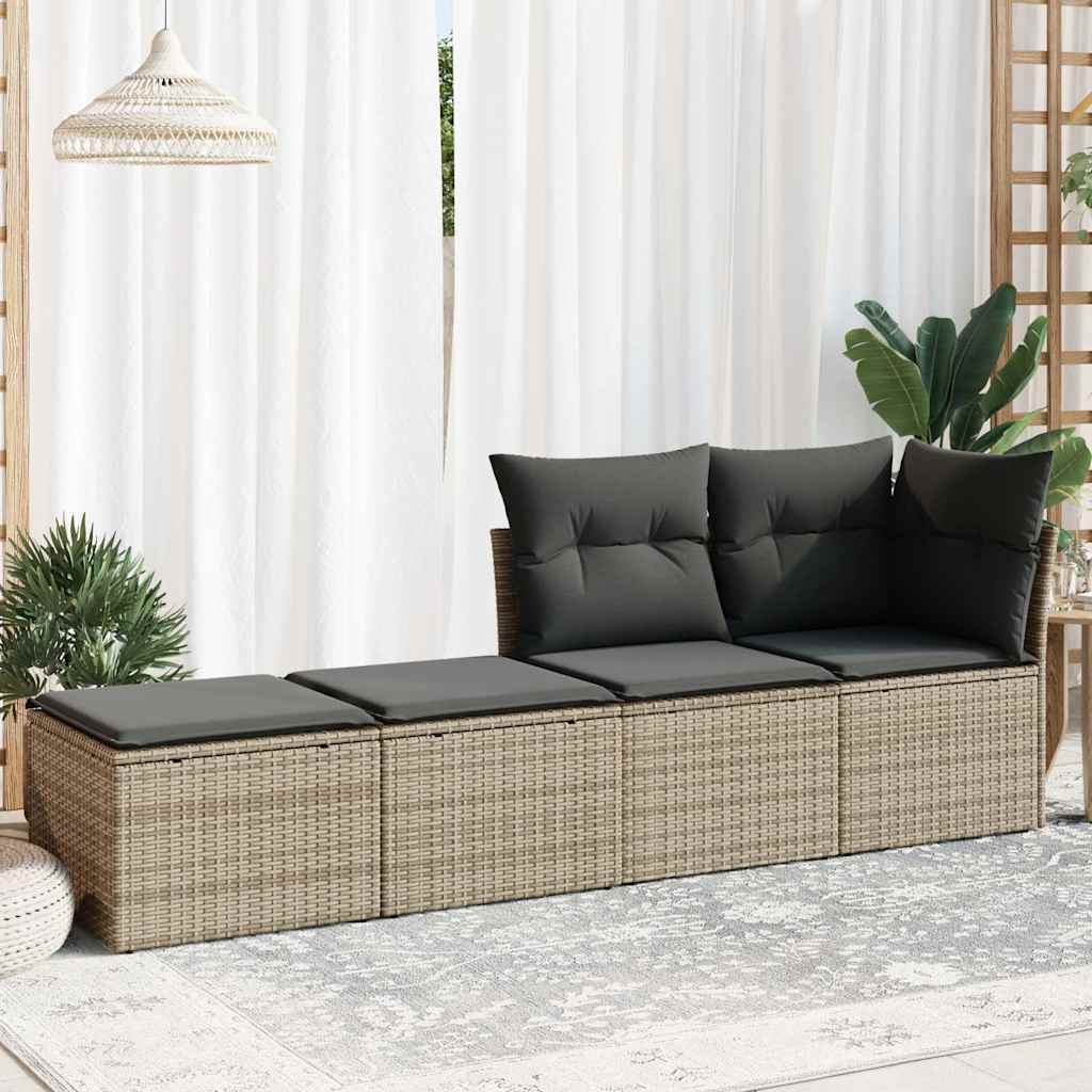sofasæt til haven 2 dele med hynder polyrattan akacietræ grå