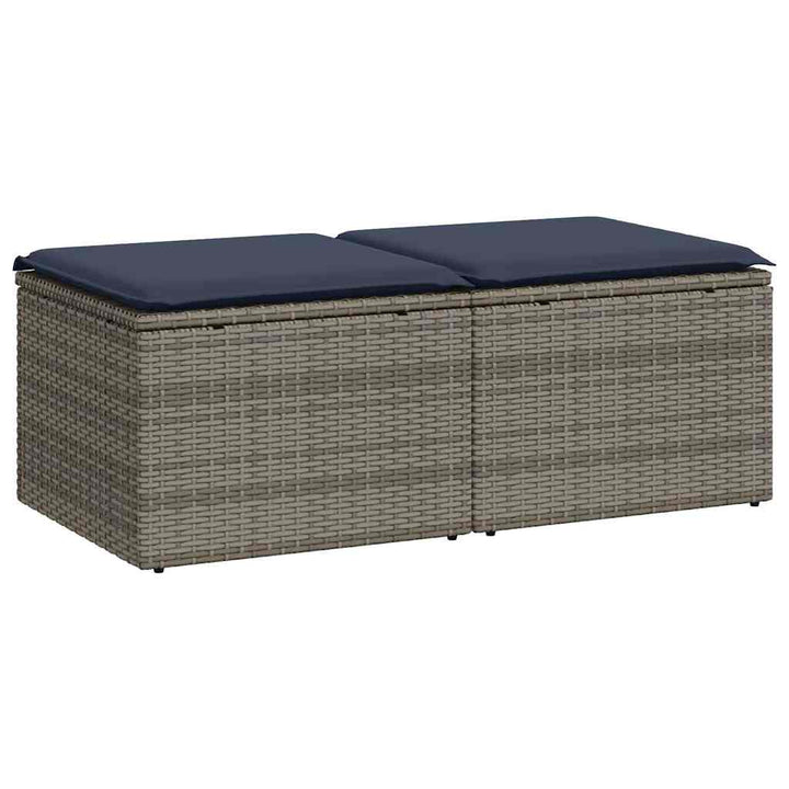 sofasæt til haven 2 dele med hynder polyrattan akacietræ grå