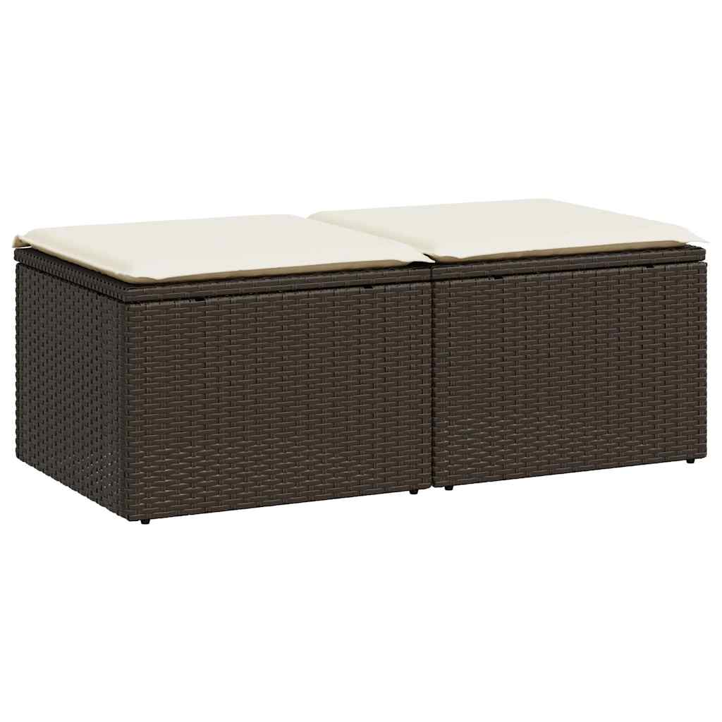 sofasæt til haven 2 dele med hynder polyrattan akacietræ brun