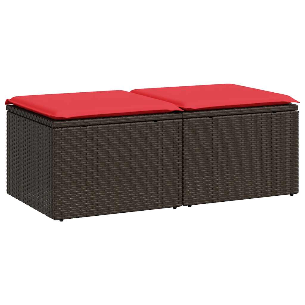 sofasæt til haven 2 dele med hynder polyrattan akacietræ brun
