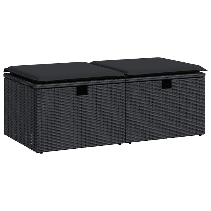 sofasæt til haven 2 dele med hynder polyrattan akacietræ sort
