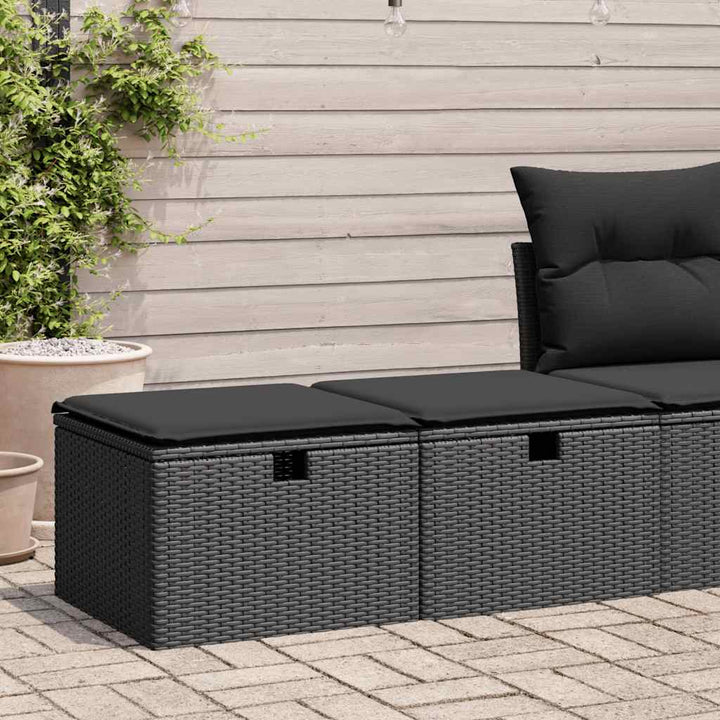 sofasæt til haven 2 dele med hynder polyrattan akacietræ sort