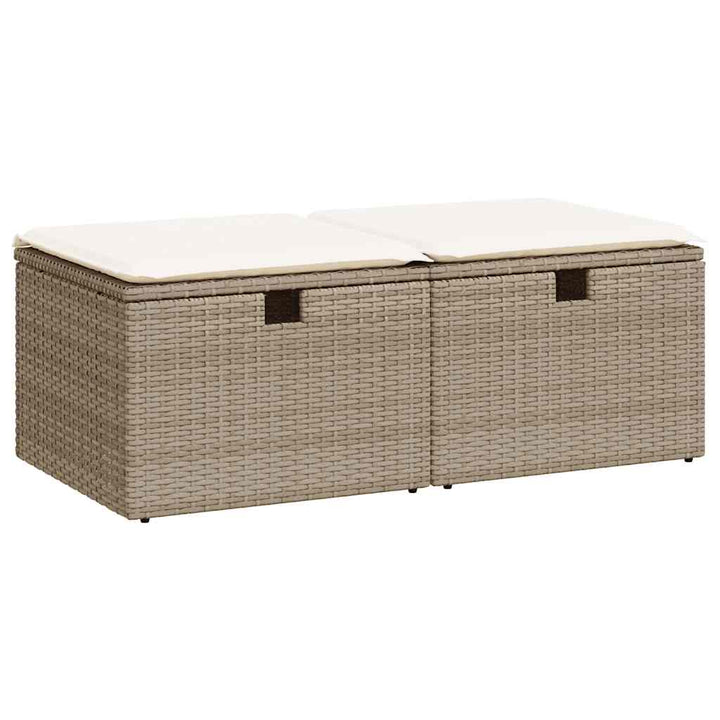 sofasæt til haven 2 dele med hynder polyrattan akacietræ beige