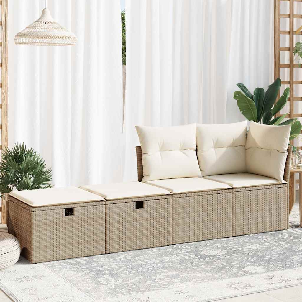 sofasæt til haven 2 dele med hynder polyrattan akacietræ beige