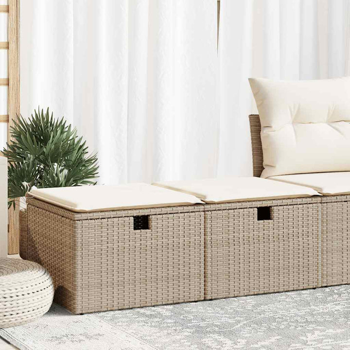 sofasæt til haven 2 dele med hynder polyrattan akacietræ beige