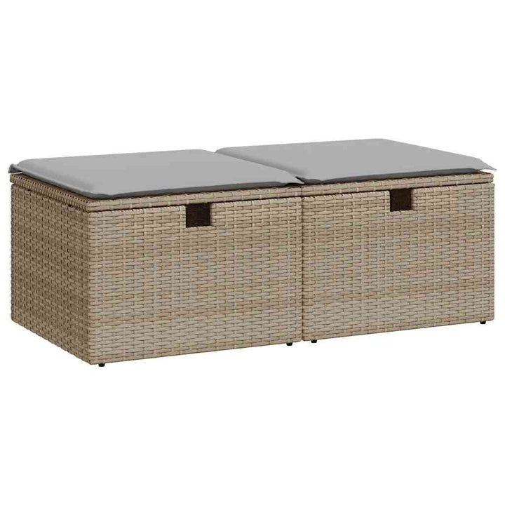 sofasæt til haven 2 dele med hynder polyrattan akacietræ beige